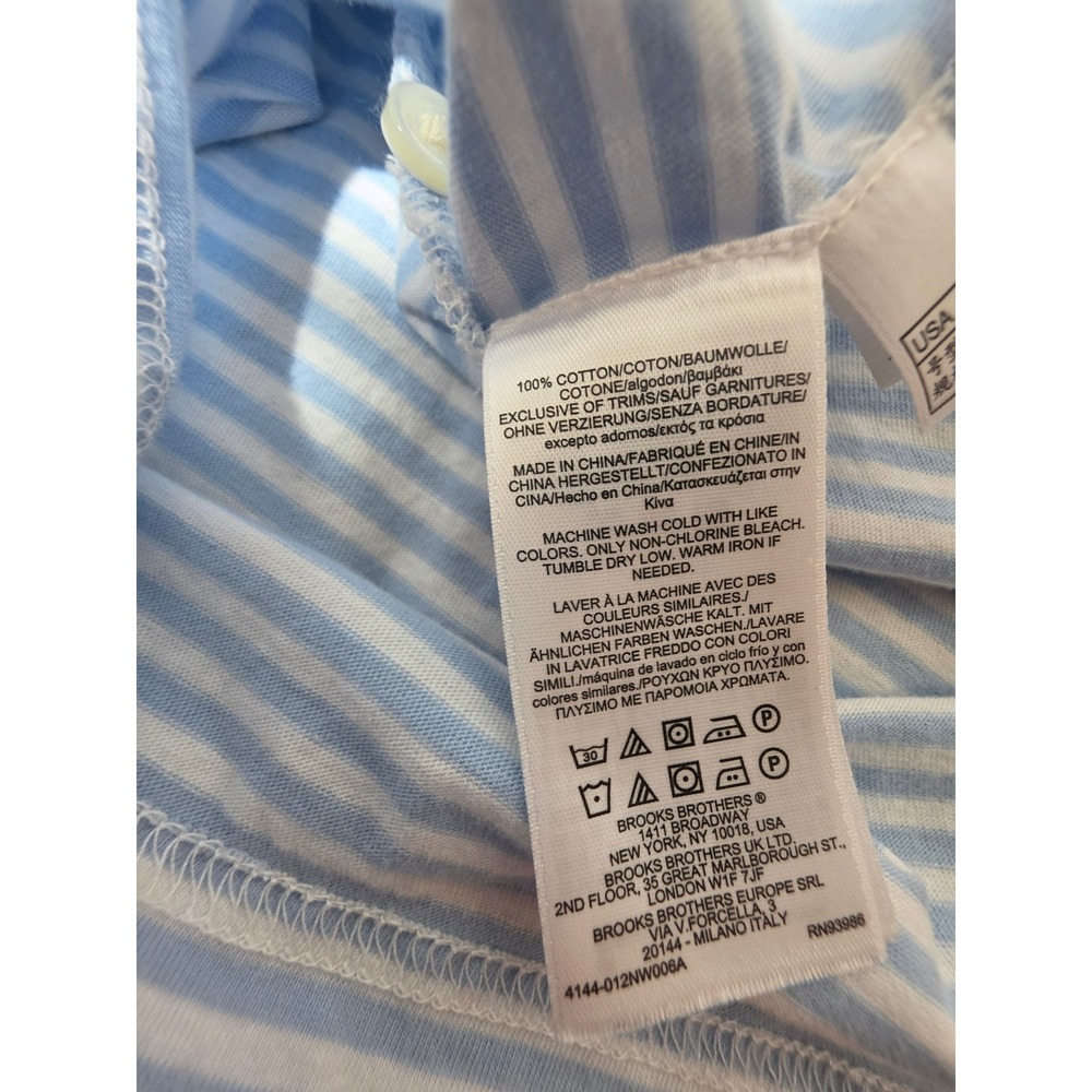 Brooks Brothers Polo Shirt Mens XXL Blue White Excellent Striped Cotton Pocket - Picture 6 of 6